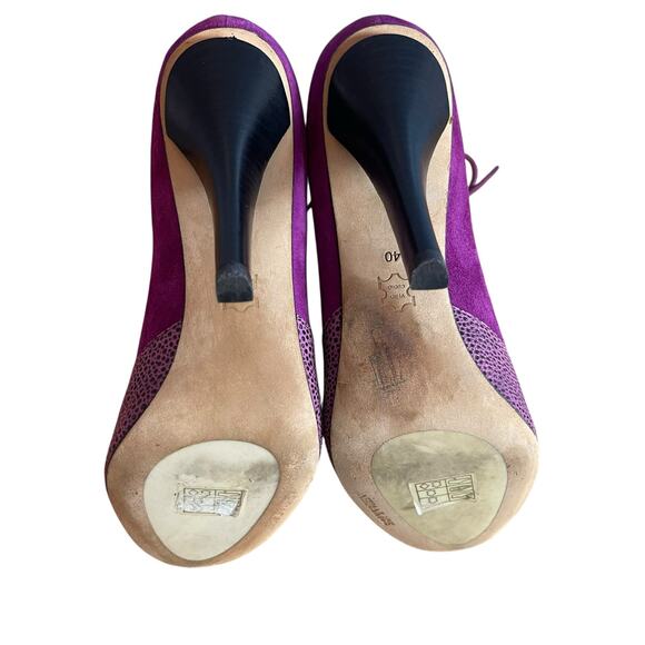 Askalice Peep Toe Lace Up Bootie Fuchsia Pink High Heel Size 9/40 - Picture 7 of 9